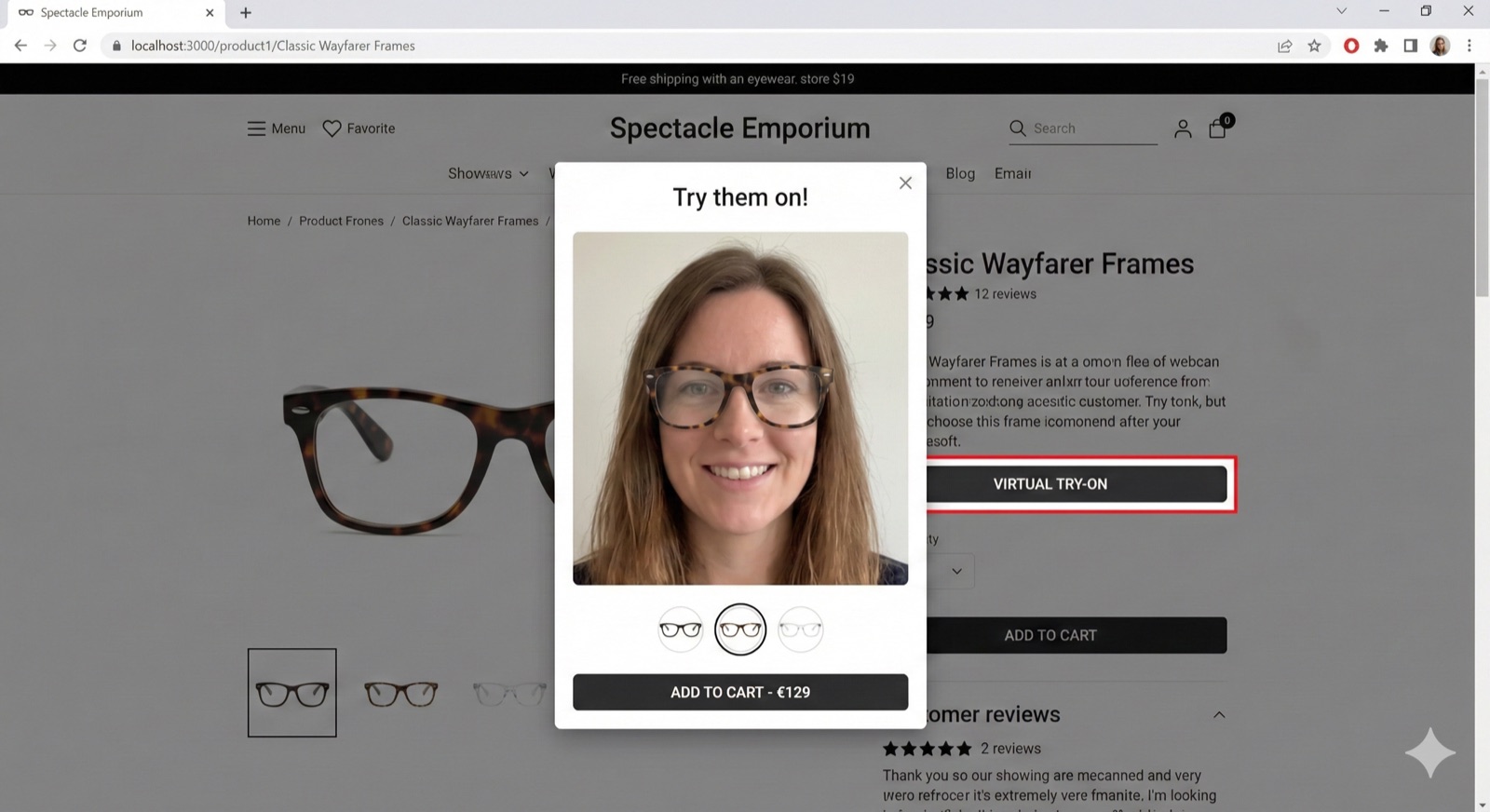 Virtual try-on applicatie screenshot 2